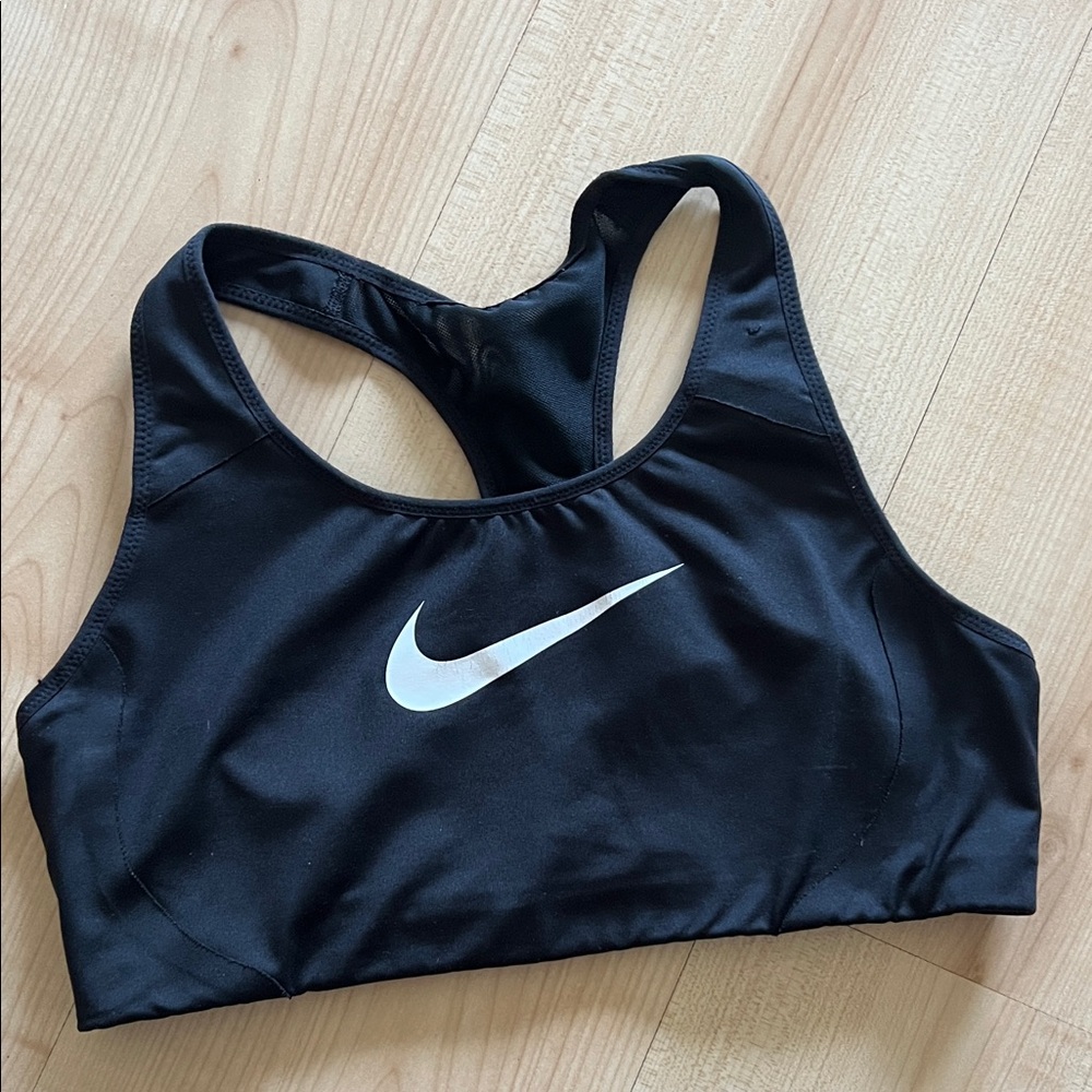 Nike Black Sports Bra with White Swoosh Racerback
